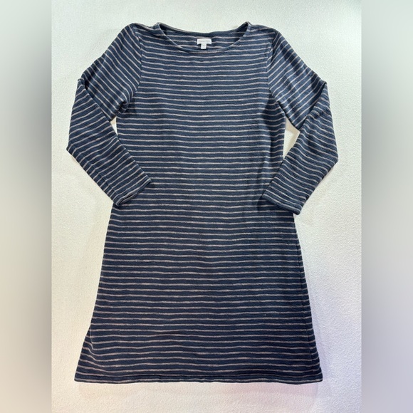 Garnet Hill Dresses & Skirts - Garnet Hill Blue Beige Striped Knit Dress Long Sleeve Casual Womens Large